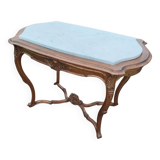 Louis XV style gilded wood coffee table with marble top