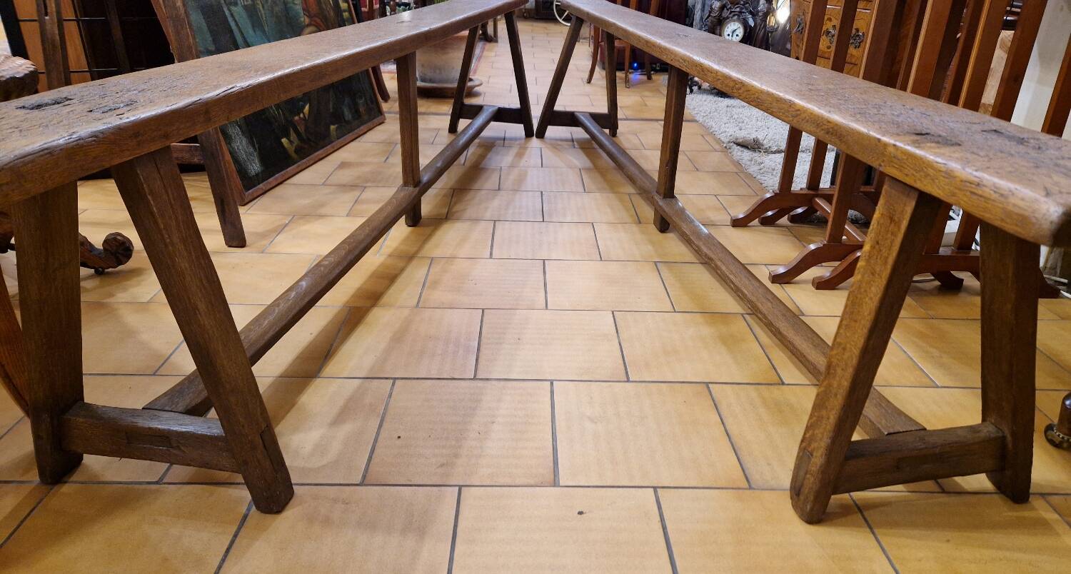 Pair of oak benches