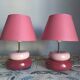 Paire de lampe Kostka vintage, modèle sumo fuschia