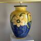 Large blue and yellow lamp with floral patterns H60