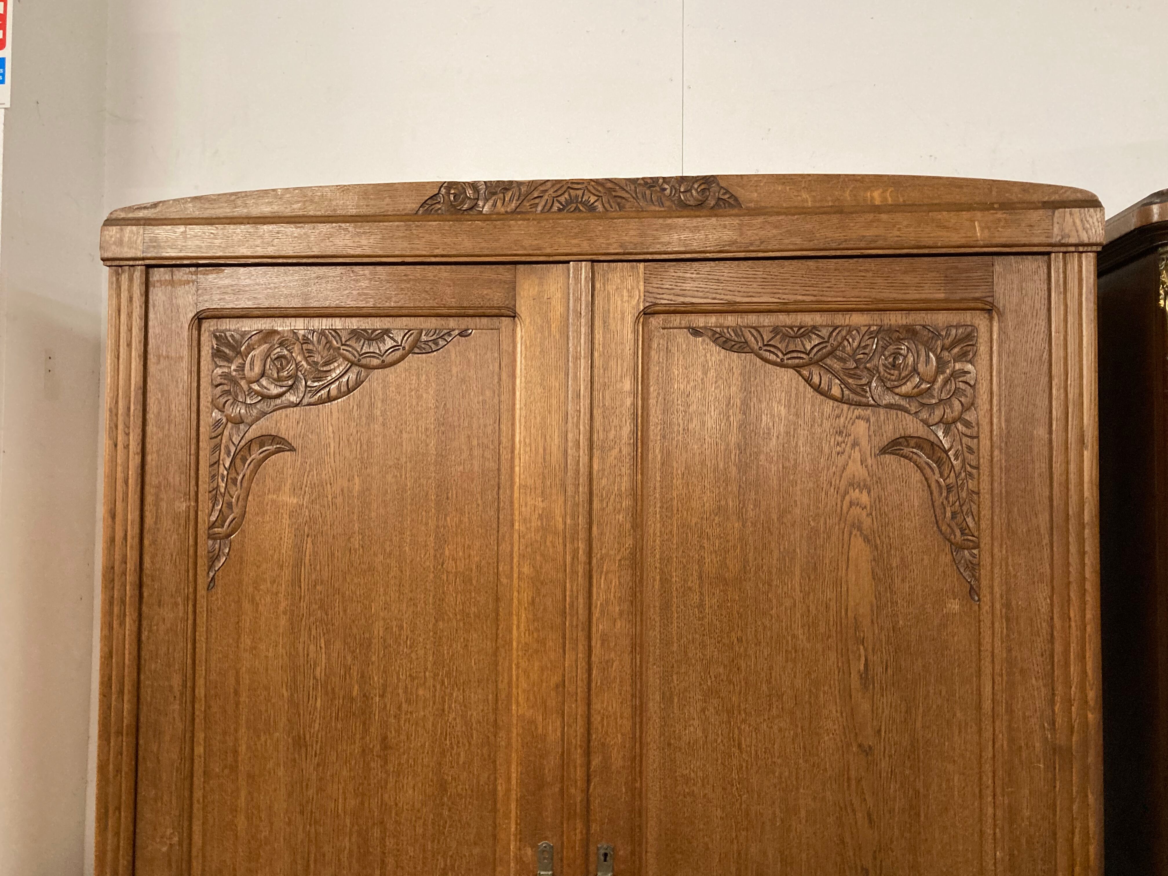 Art Deco wardrobe in solid oak