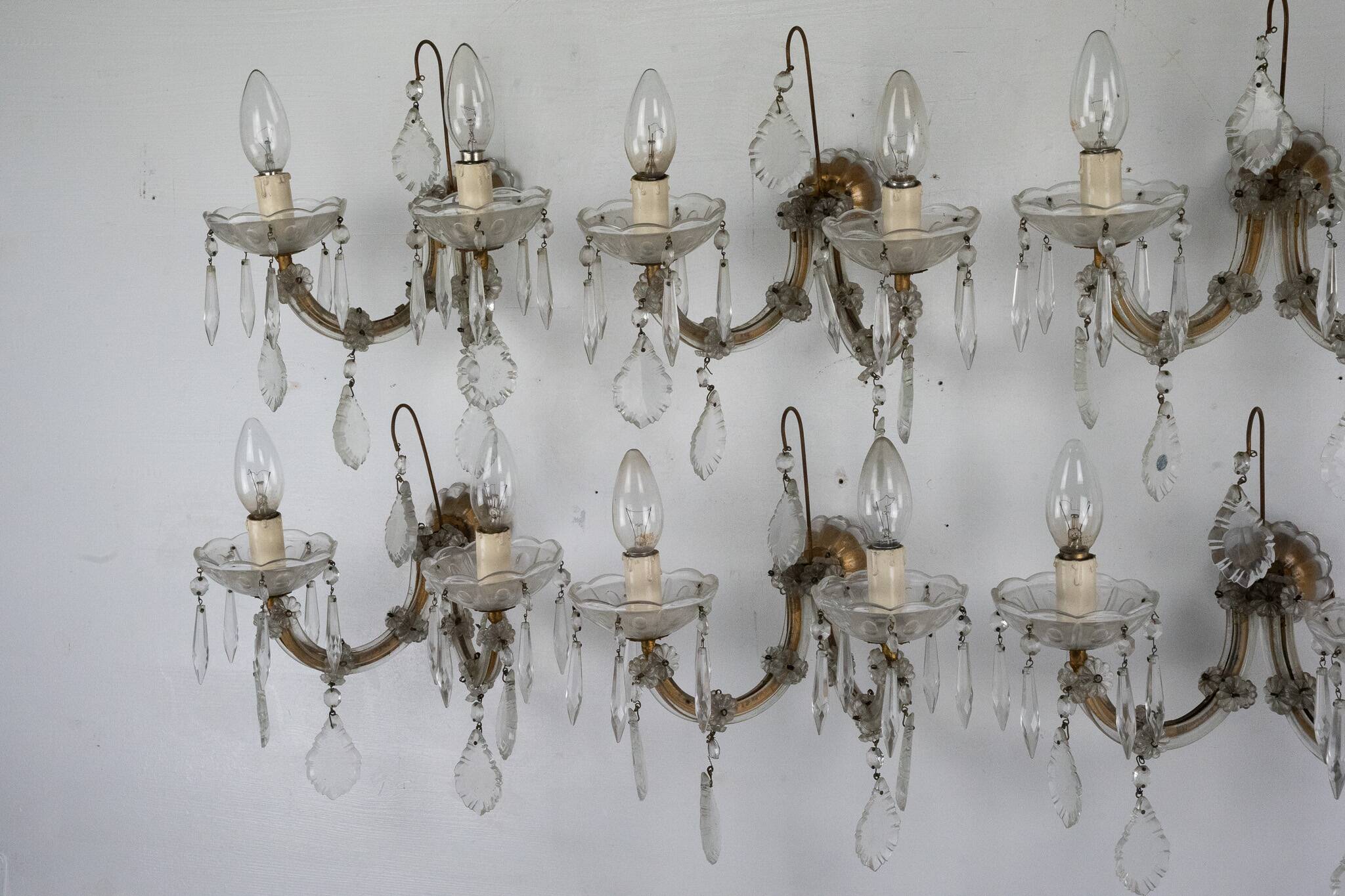 Set of six Maria Teresa sconces. Italy 1940s