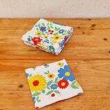 Lot de 8 serviettes de table à fleurs vintage