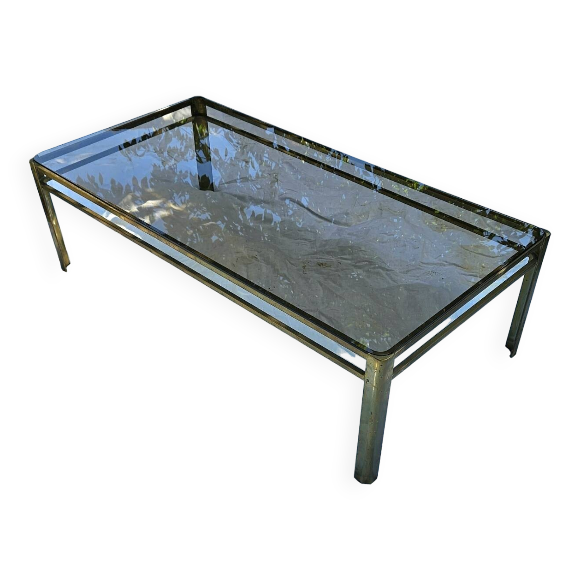Broncz coffee table brass smoked glass