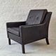 Danish mid century dark brown leather lounge chair, 1960s