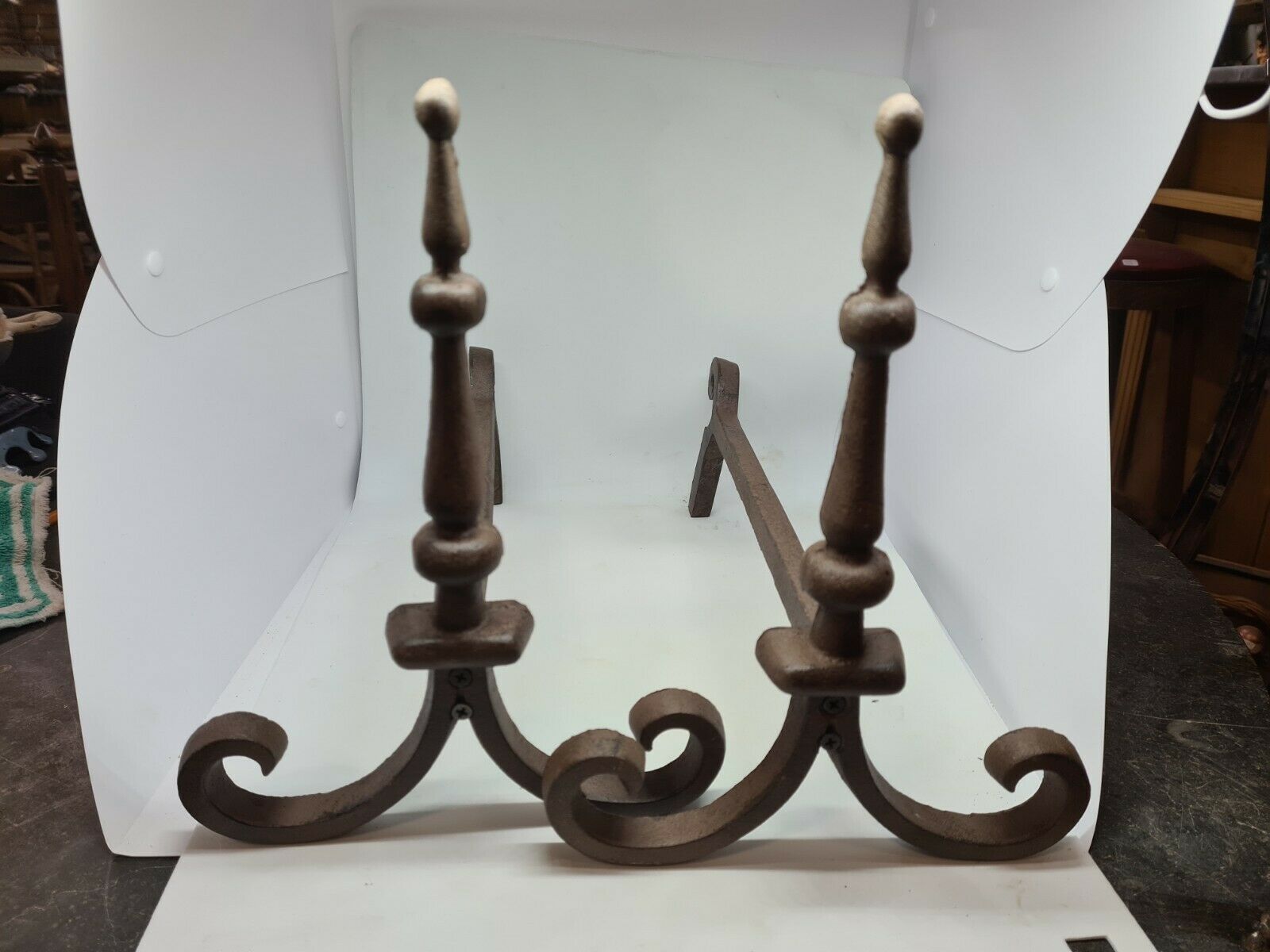 Pair of cast iron chenets