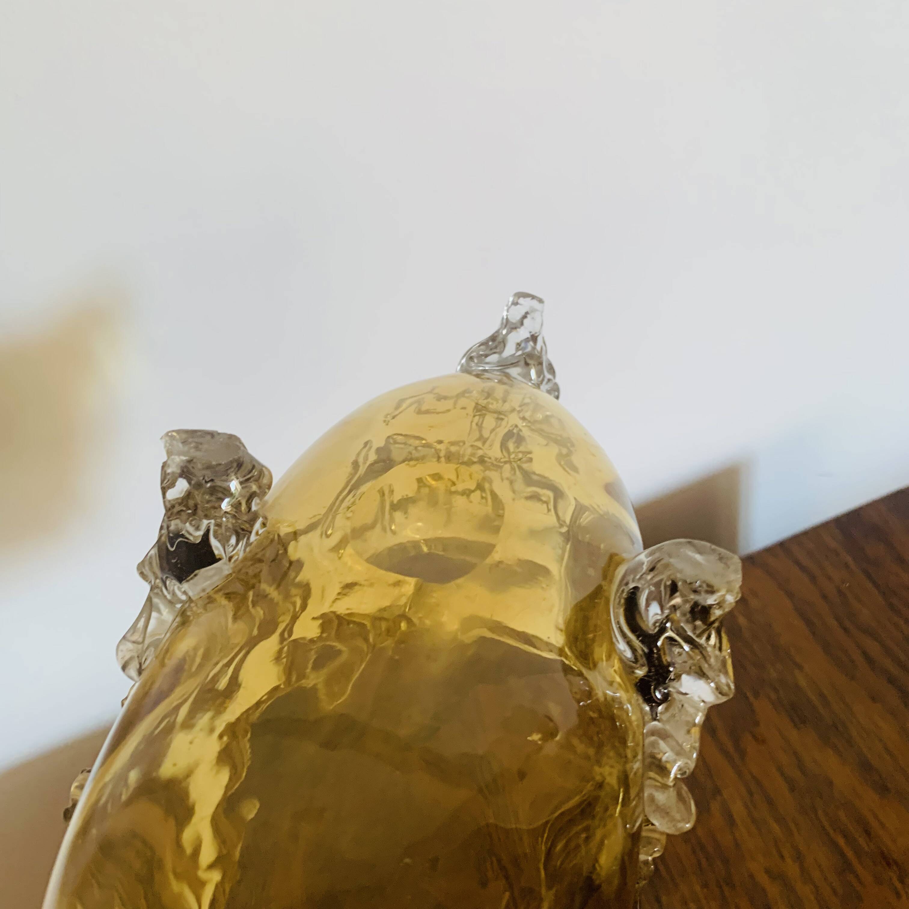 Grande coupe vintage en verre ambré