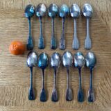 12 large silver plated art deco metal spoons