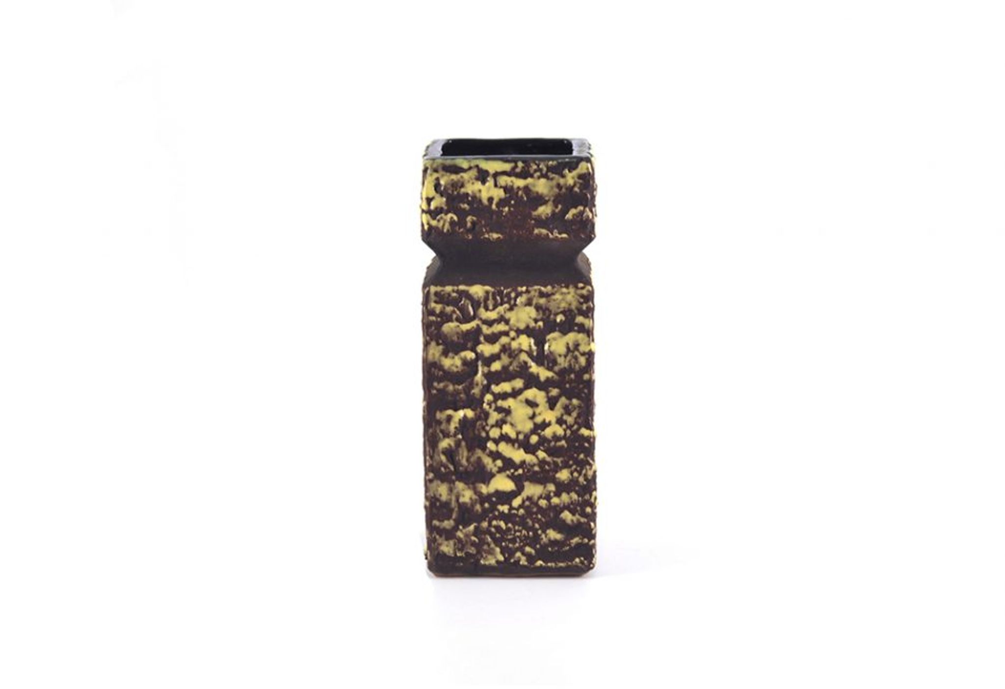 Vintage brown vase in yellow relief.