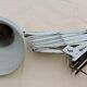Adjustable metal accordion wall lamp from the 50s aluminum lampshade