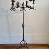 Large standing candlestick in folk art forged metal