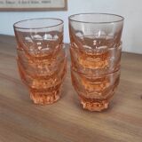 Set of 6 vintage Rosaline liqueur glasses in translucent pink glass