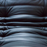 Set Togo leather black model designed by Michel Ducaroy 1973