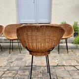 4 rattan chairs from 1950