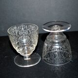 Set of 2 lulli crystal liqueur glasses signed baccarat art déco arabesque