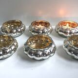 Set of 6 Mercurized Silver Glass Tealight Holders