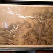 Large landscape painting, mixed media, 19th century