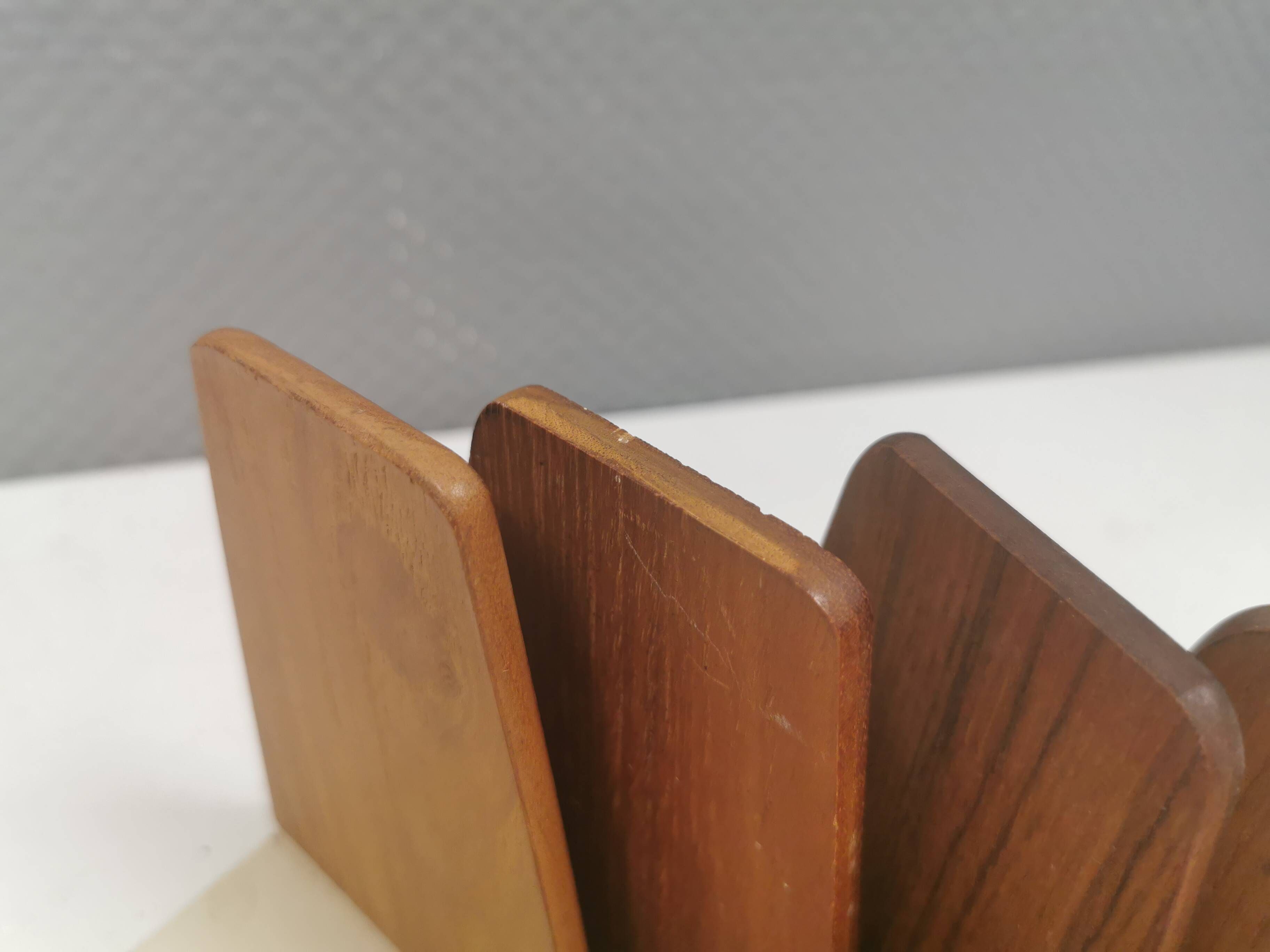 5 vintage bookends from the 1960s, teak with metal feet by Kai Kristiansen