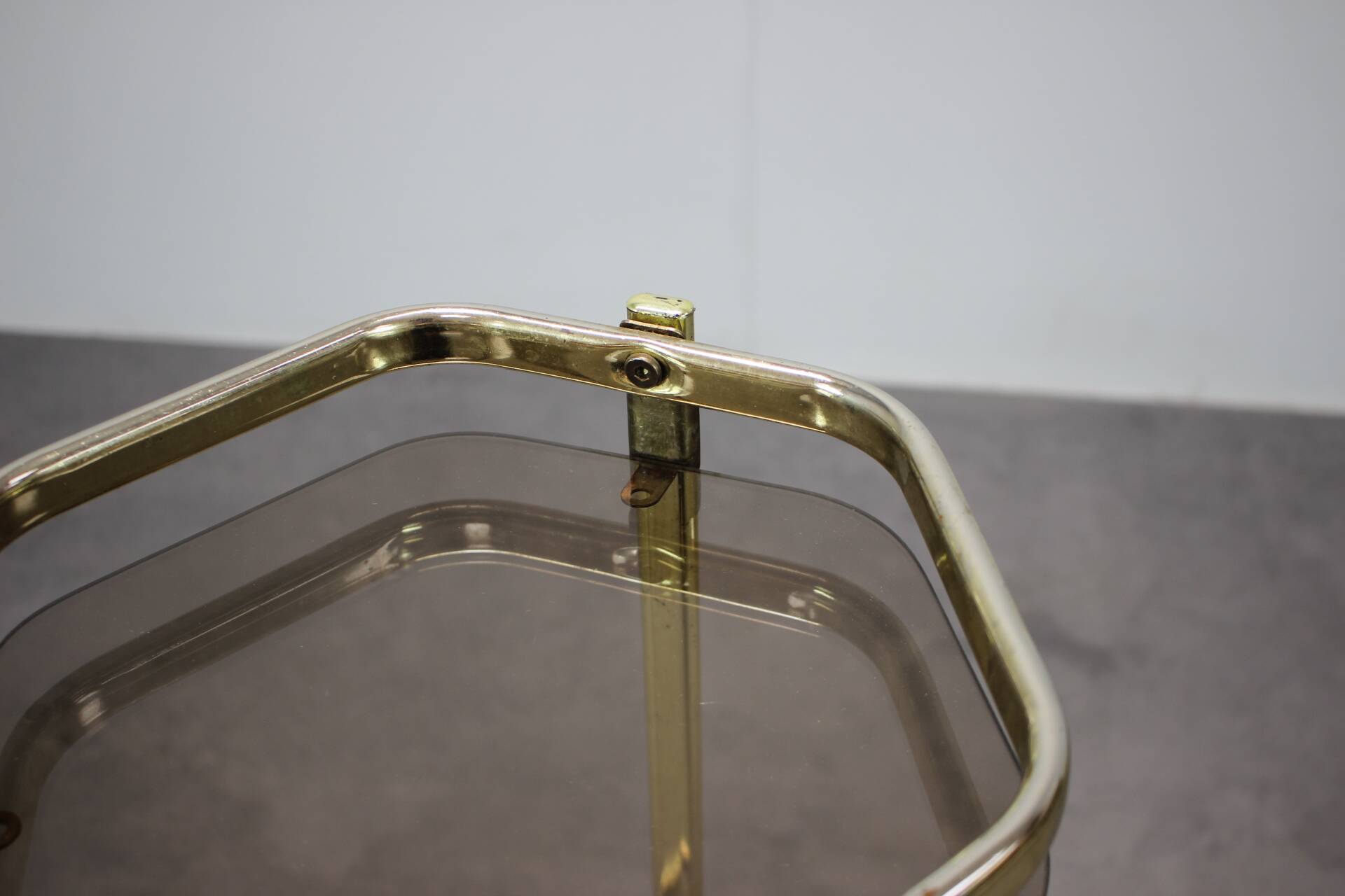 Mid-Century Brass and Smoked Glass Tea Table, 1970s, Germany