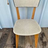 Antique Scandinavian Wooden Chair + Vintage Grey Vinyl Seat & Backrest