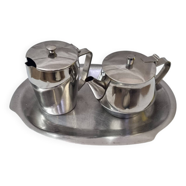 Théière et cafetière inox de bateau, 1960
