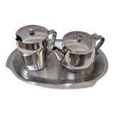Stainless steel teapot and coffee pot from a boat, 1960