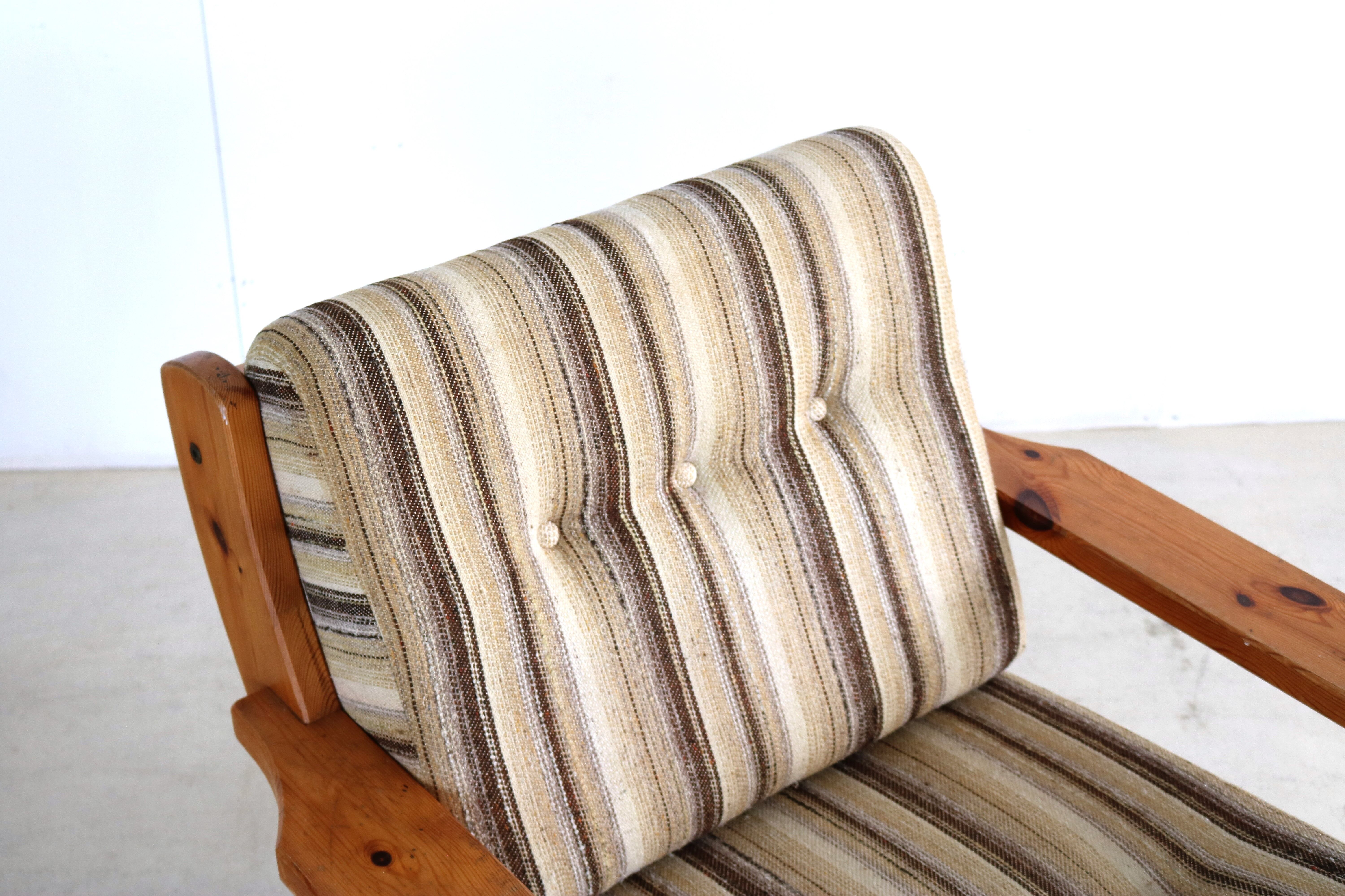 Vintage armchairs brutalist pine, 60's