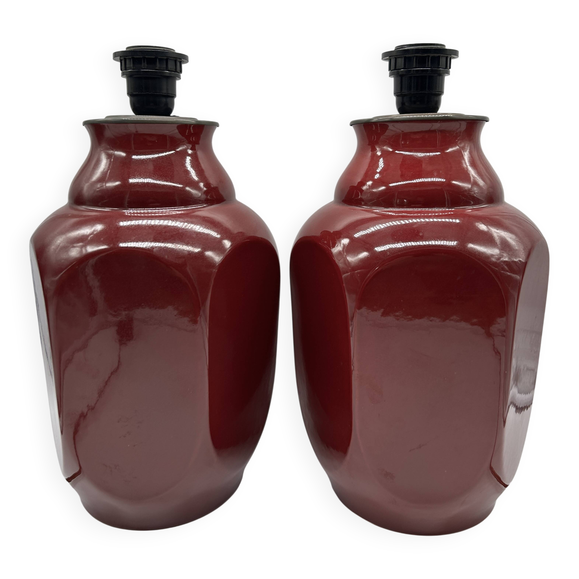 Paire de lampes rouge sang de boeuf de style asiatique