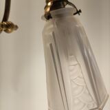 Bronze desk art deco lamp with tulip signed "schneider"