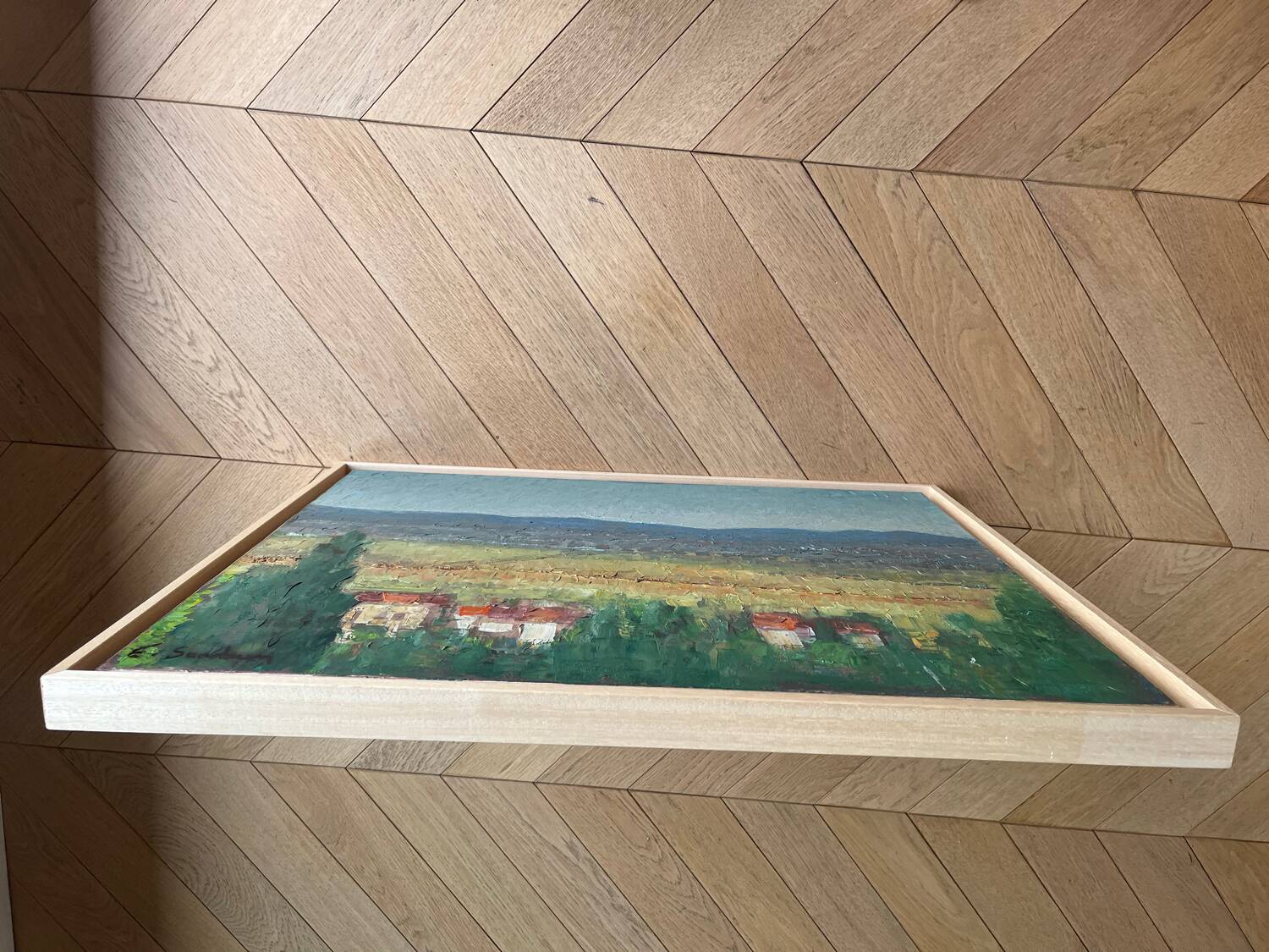 Blue and yellow hills, oil on canvas signed