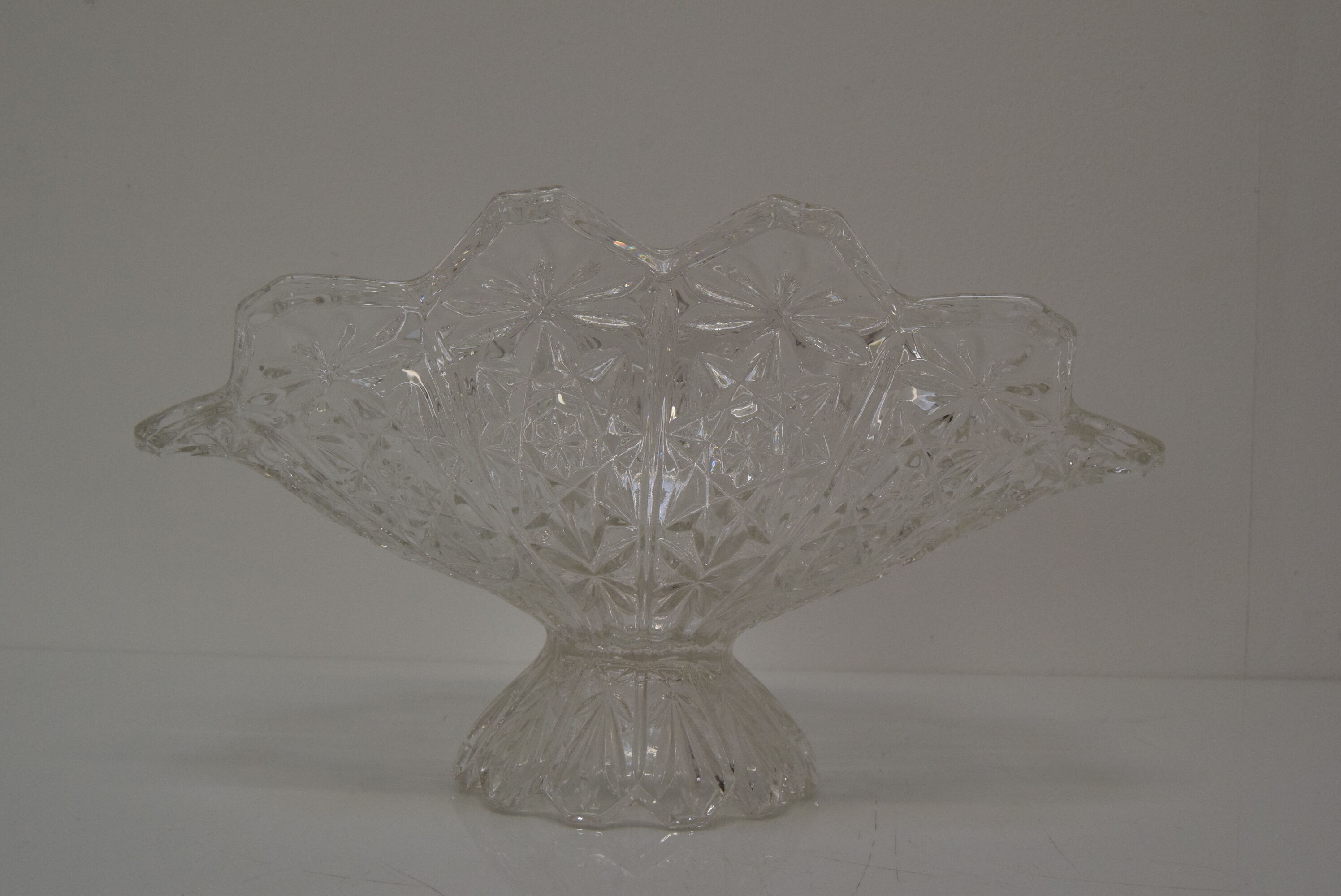 Vintage Crystal Glass Bowl,Glasswork Novy Bor,1950's.