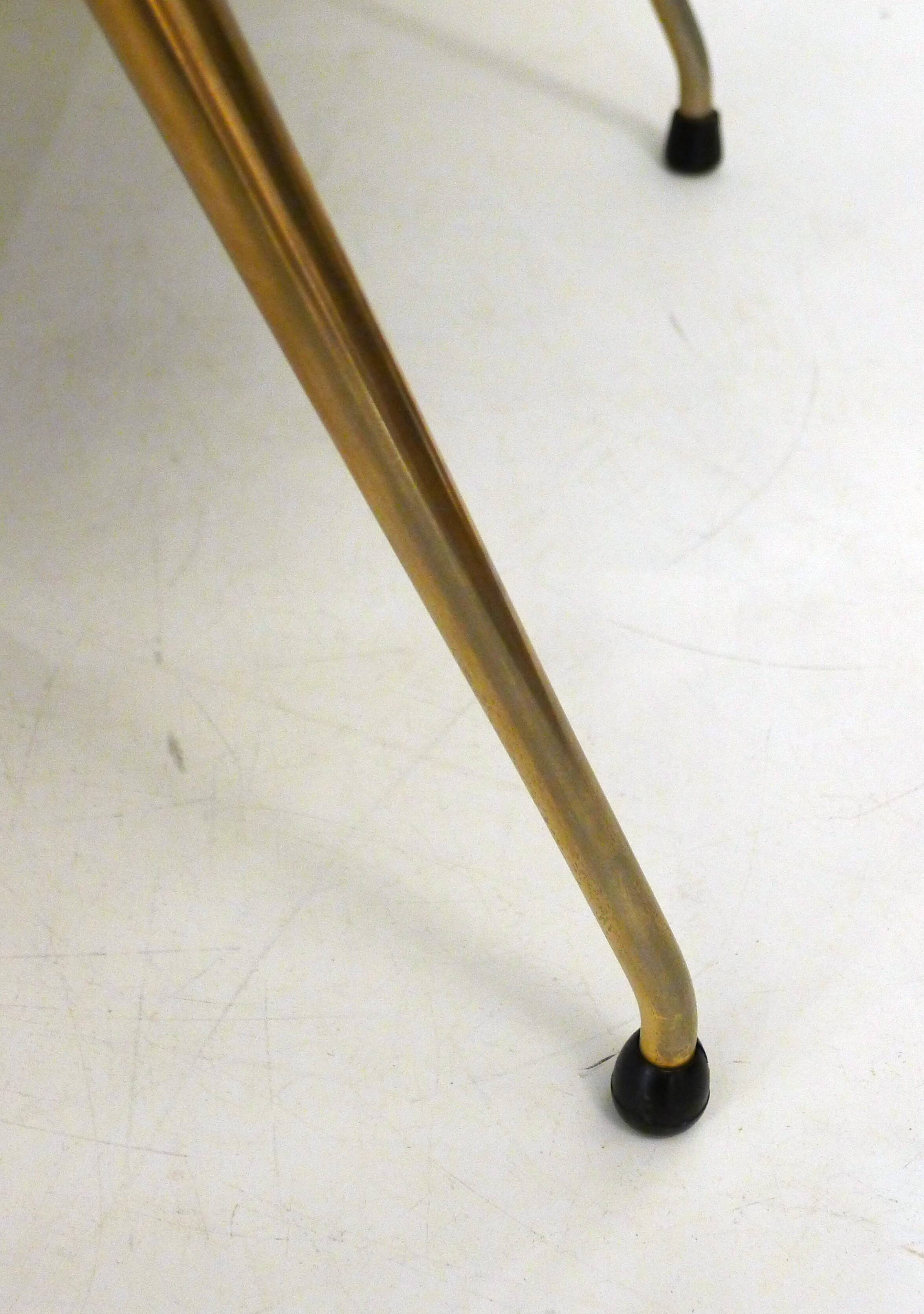 Footrest / stool 1960s with tapered gold legs & faux leather seat