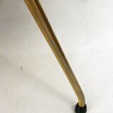 Footrest / stool 1960s with tapered gold legs & faux leather seat