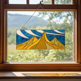 Vitrail paysage – Style Tiffany fait main, panneau décoratif
