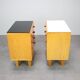 1960s František Mezulaník Mid-Century Maple Nightstands with Black and White Glass