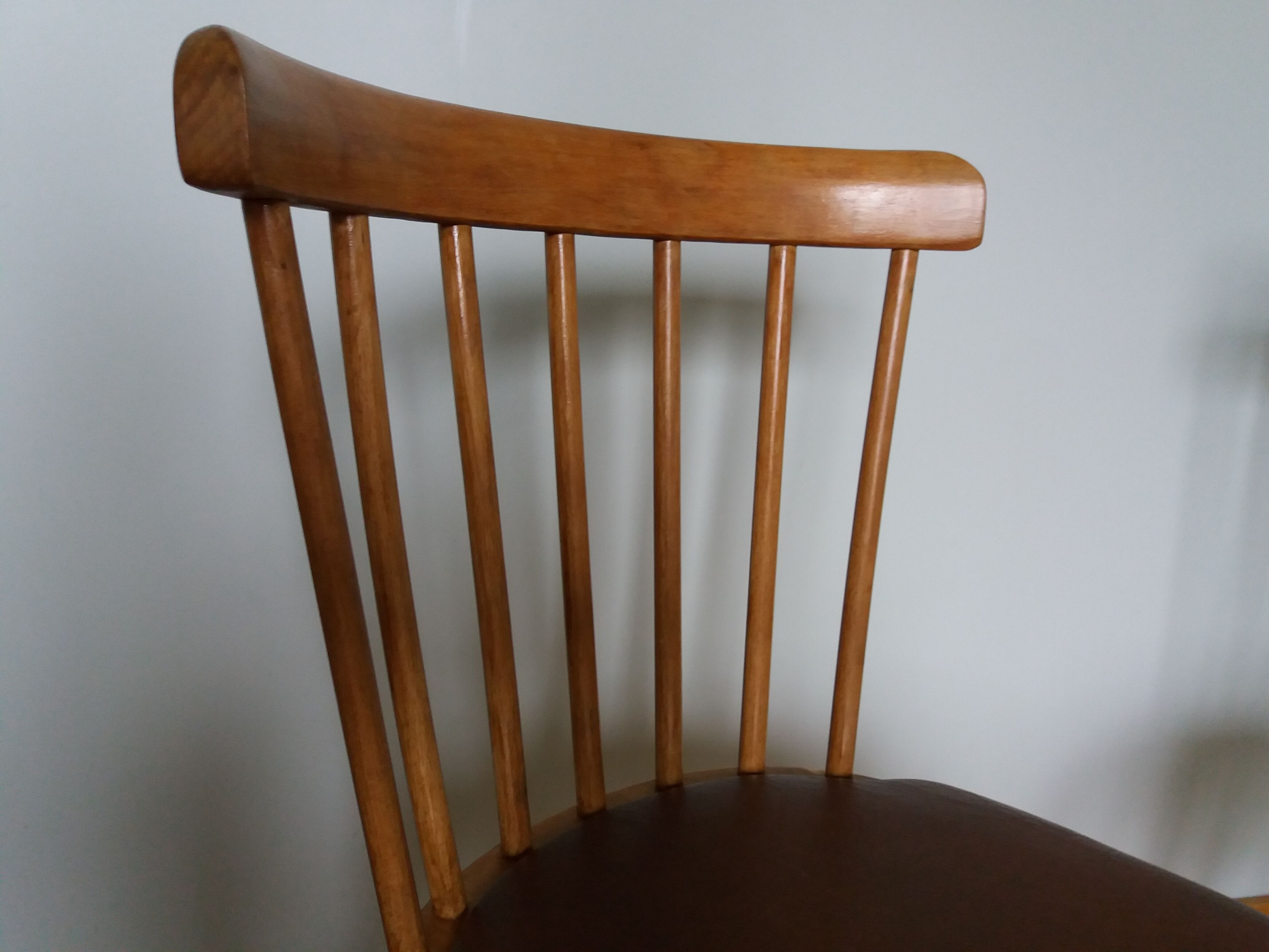 2 chairs bistro Baumann model 740 wood and skaï Scandinavian style