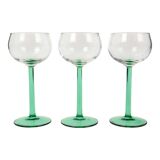 Set of 6 Vintage Luminarc Alsace Wine Glasses Narrow Green Base