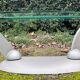 Design coffee table Naos in tempered glass and cast iron.