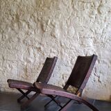 Pair of "Relax" armchairs in leather and wood, Angel I. PAZMINO - 1950