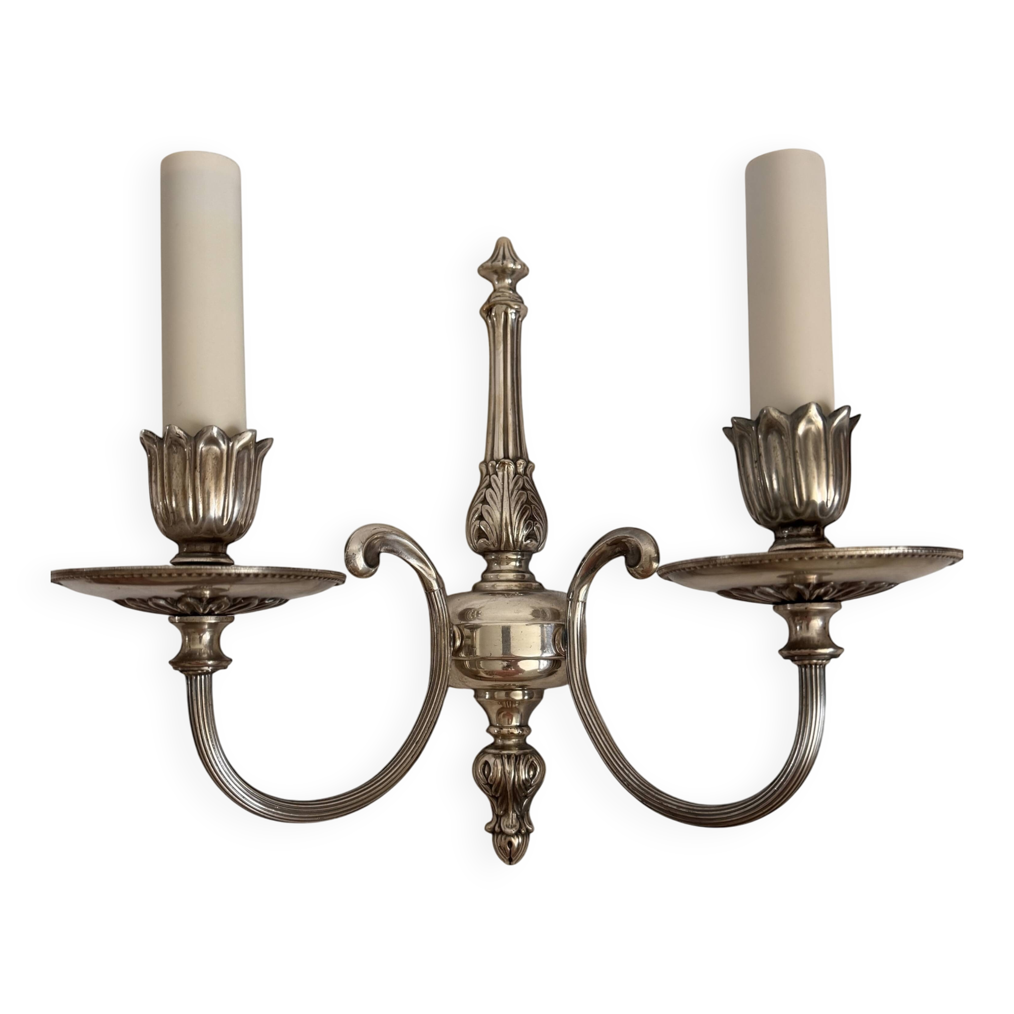 Applique murale vintage laiton argenté, style Louis XVI, années 1950