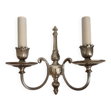 Vintage silver-plated brass wall sconce, Louis XVI style, 1950s