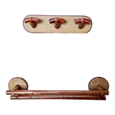 Coat rack and vintage towel rack set