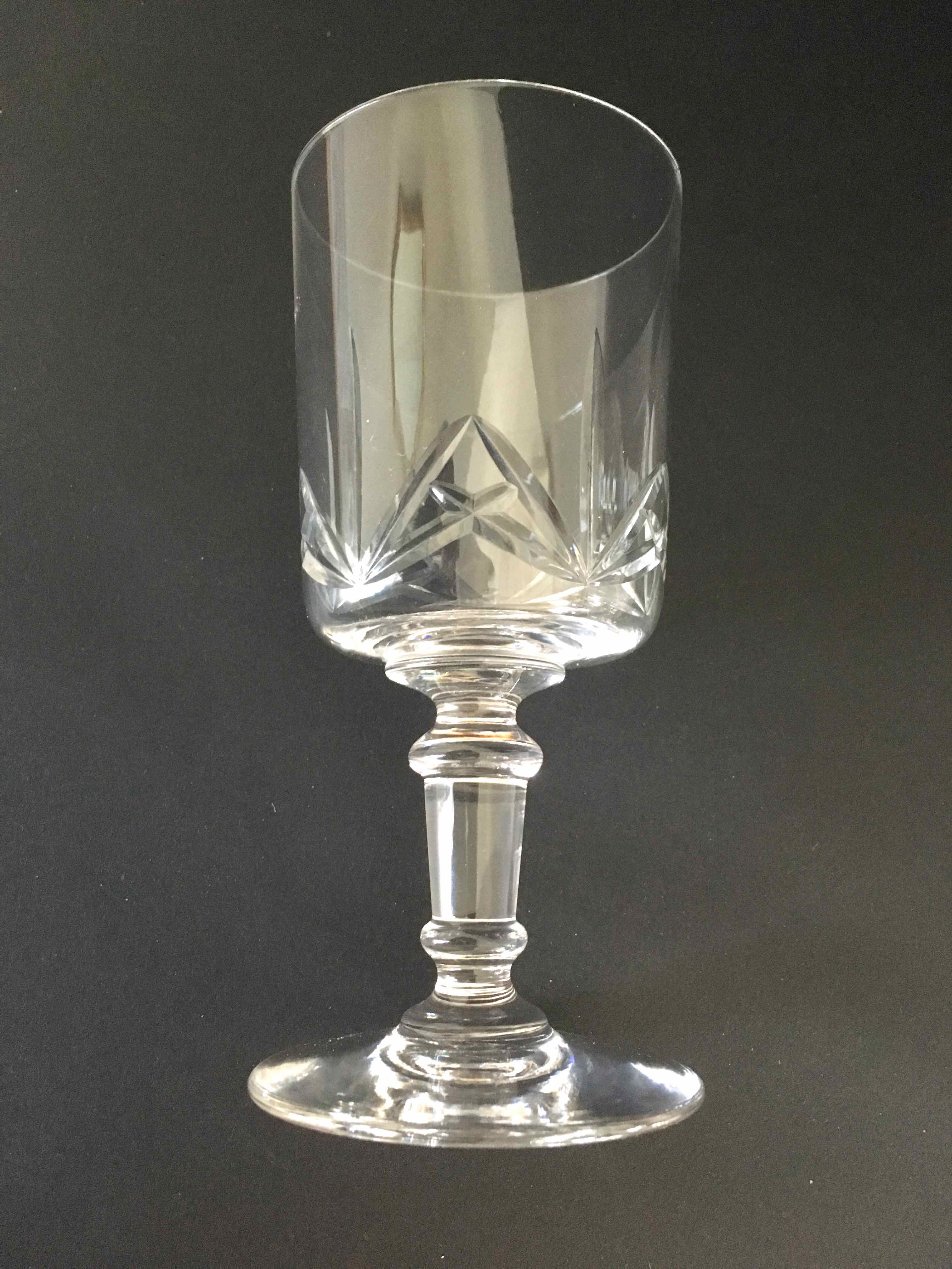 Set 6 cut crystal wine glasses