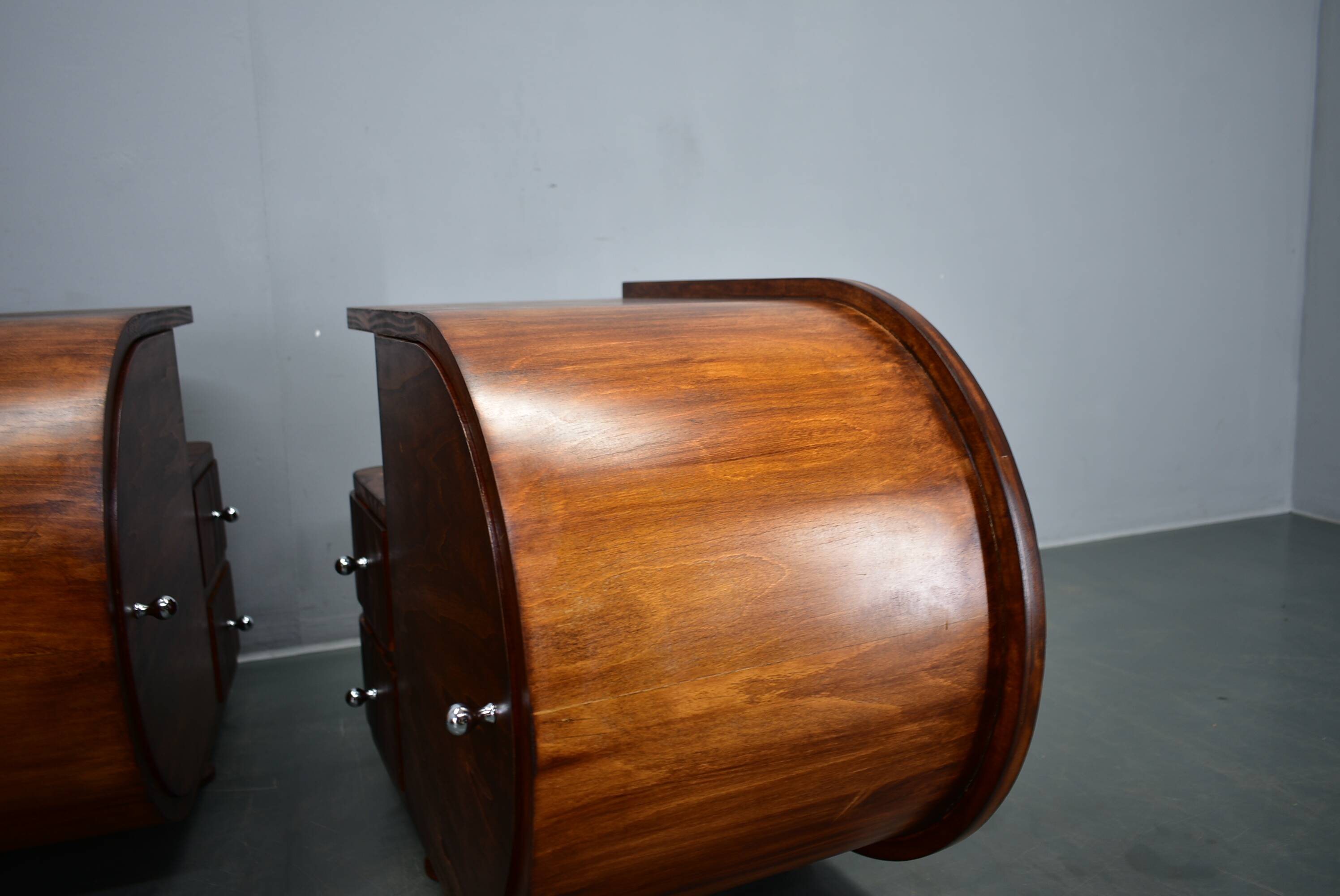 1935s pair of rare Art Deco bedside tables, Czechoslovakia