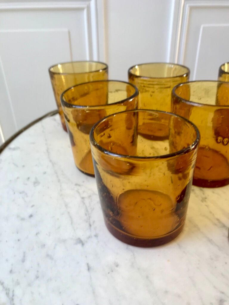 set of 9 bubbled glass water glasses from Biot 70s