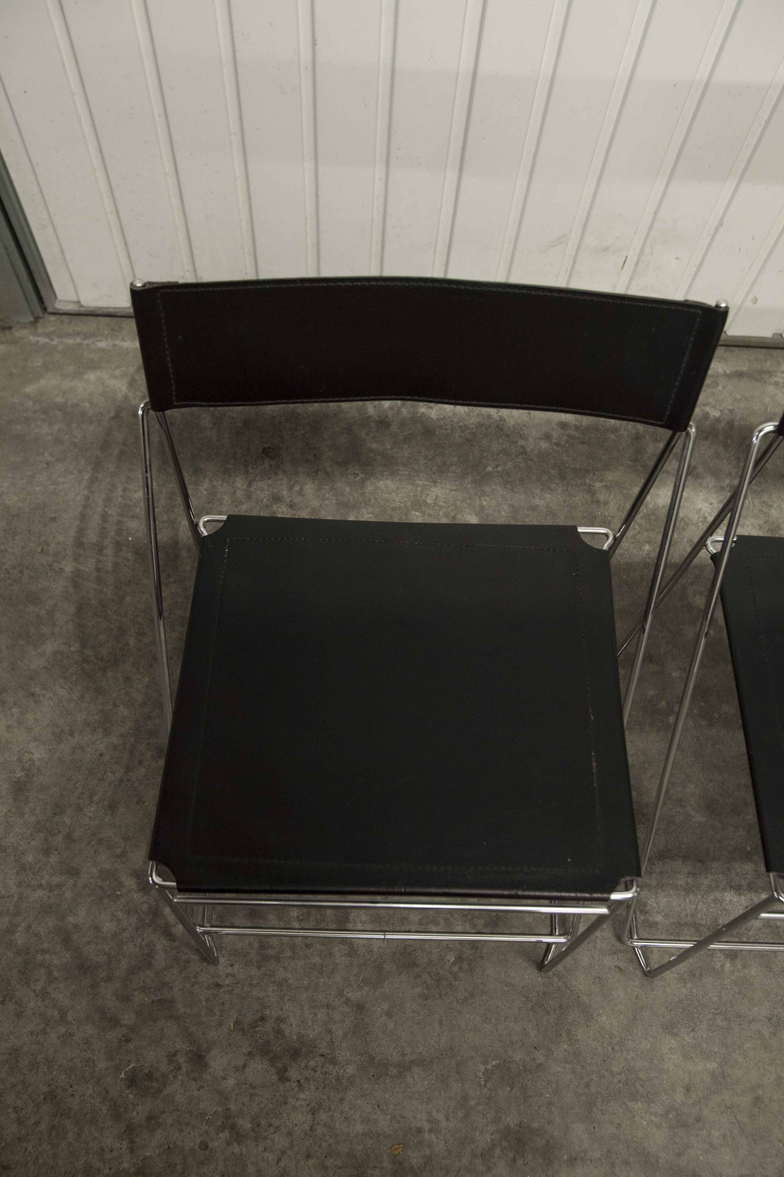 Set of 3 minimalist X line chairs by Niels Jorgen Haugesen for Hybodan