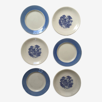 Blue & white mismatched dessert plates