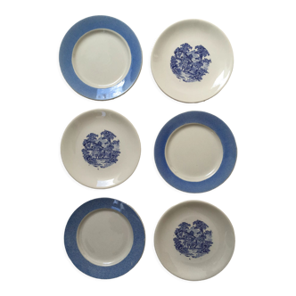 Blue & white mismatched dessert plates