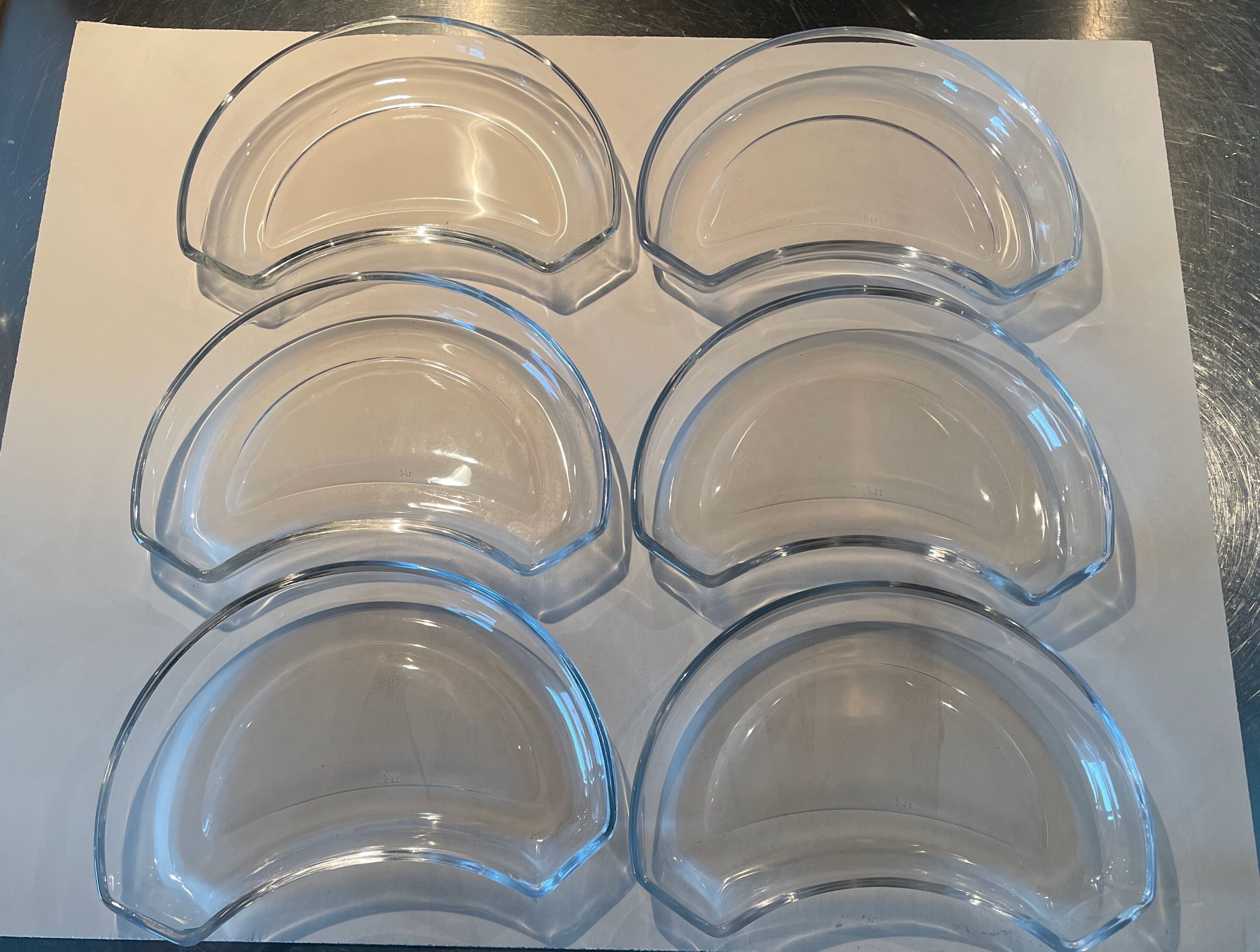 6 crystal half-moon salad plates