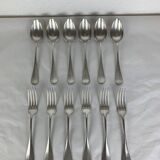 6 forks & 6 spoons Christofle Baguette Fidelio model silver metal